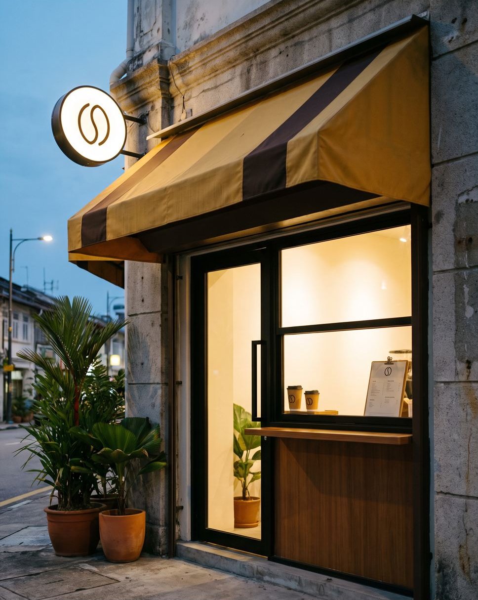 Shopfront Branding Mockup, made with AI